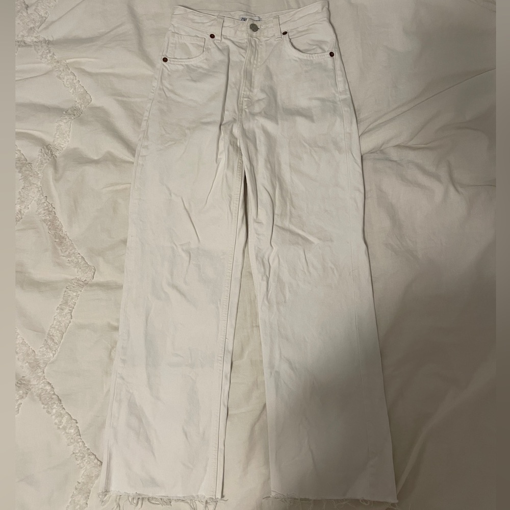 zara white wide leg jeans